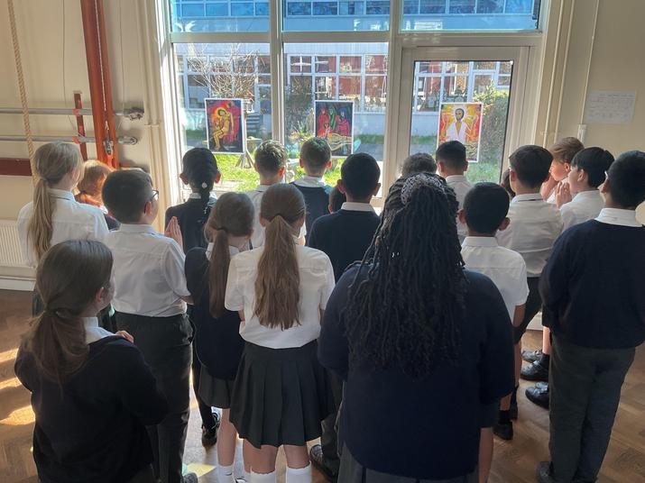 Stations of the Cross - Year 6 reflecting as part of our Religion lessons 